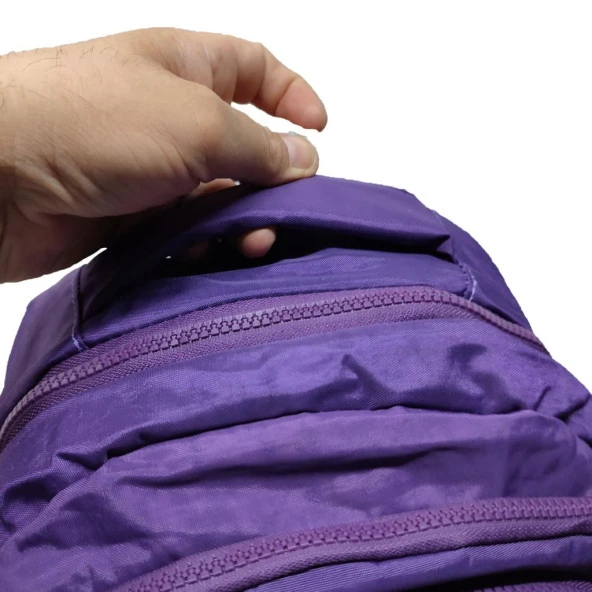 Krinkıl Kumaş Sırt Çantası Mor Renk - 8