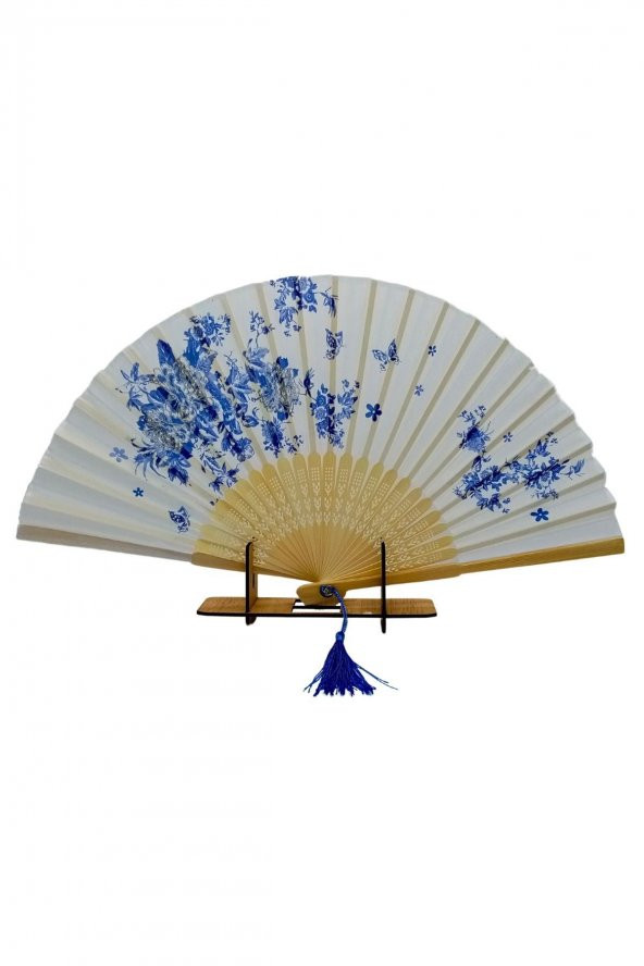 Japon Bambu Kumaş Yelpaze Çanta Boy Stant Hediyeli No.2 - 6