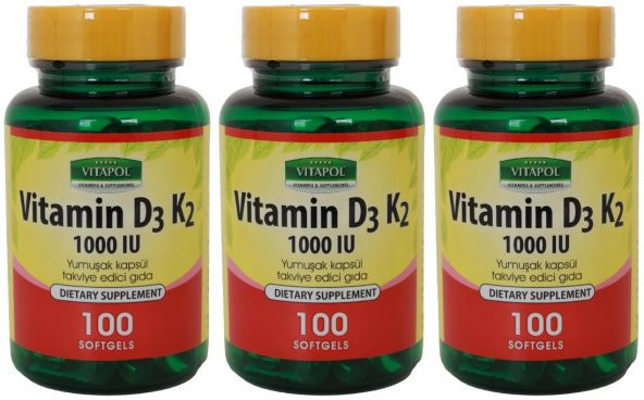 Vitapol D3 Vitamini K2 Vitamini 3x100 Softgel Vitamin D3 Vitamin K2
