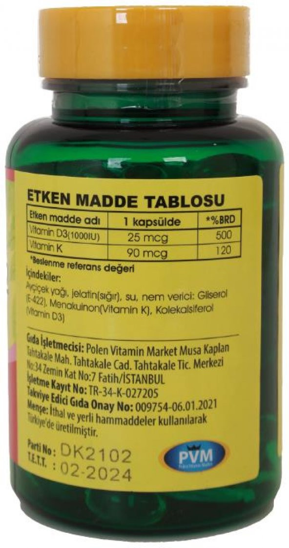 Vitapol Vitamin D3 Vitamin K2 100 Softgel