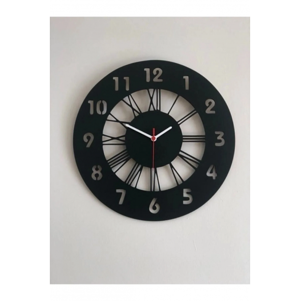 Roma Ve Latin Rakamlı Duvar Saati -3mm Mdf
