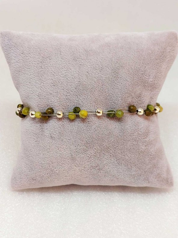 Peridot Zebercet Taşı Bileklik 4mm - Resim 2