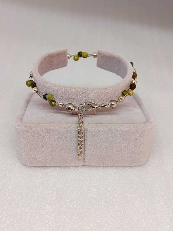 Peridot Zebercet Taşı Bileklik 4mm - Resim 3