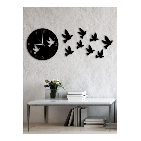 Kuş Tasarımlı Dekoratif Duvar Saati
