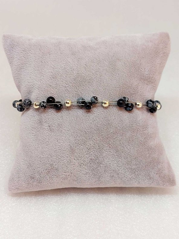 Kartanesi Obsidyen Taşı Bileklik 4mm - Resim 2