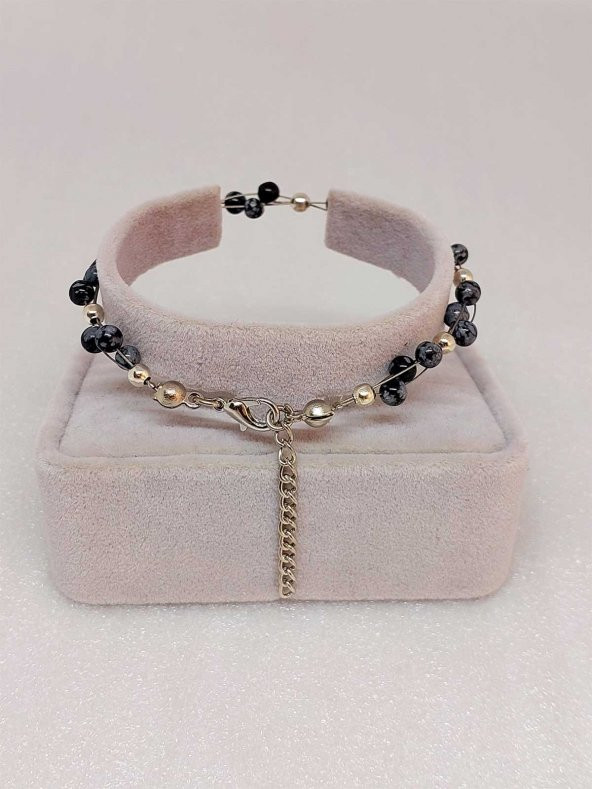 Kartanesi Obsidyen Taşı Bileklik 4mm - Resim 3