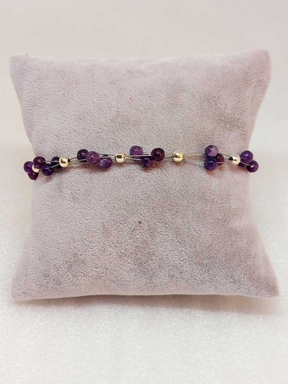 Lepidolit Taşı Bileklik 4mm - Resim 2