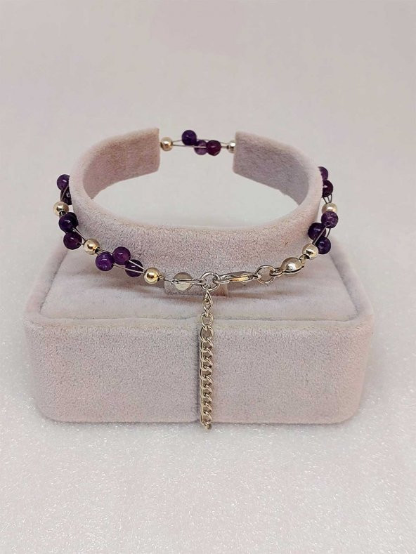 Lepidolit Taşı Bileklik 4mm - Resim 3