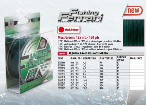 Lineaeffe Japan Braid Green 135 mt 8 Örgü ip - 1