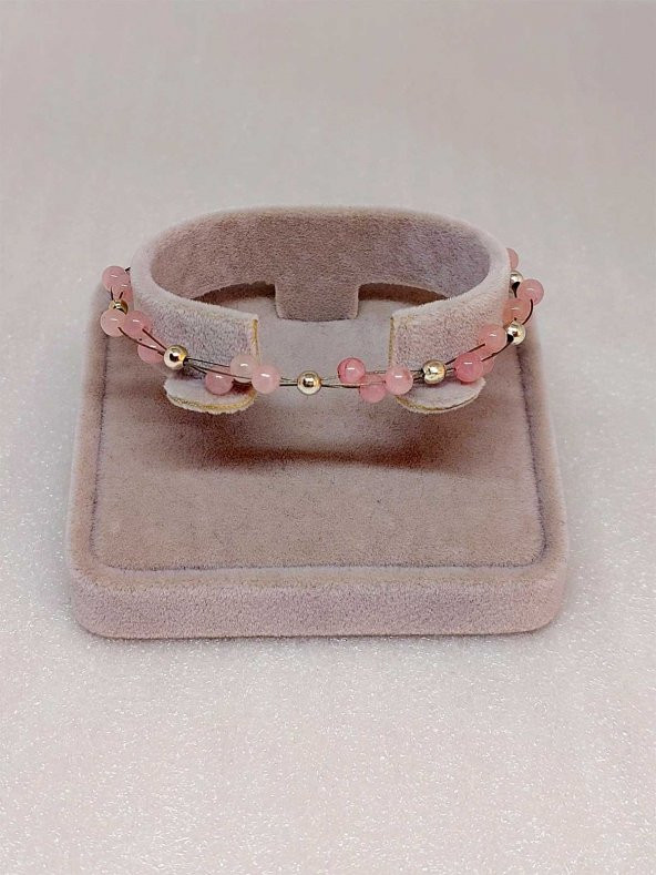 Pembe Kuvars Taşı Bileklik 4mm ürün görseli