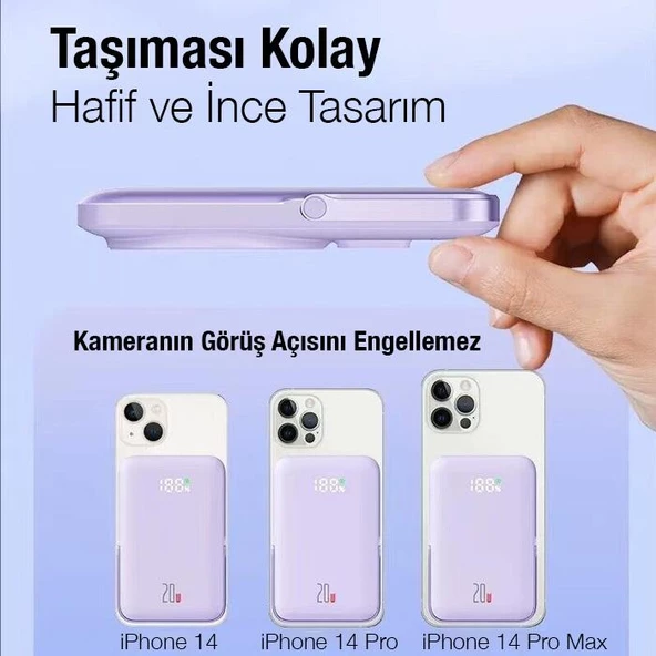 Coofbe Super Şarj Göstergeli Standlı Magsafe 20W 10000mAh Powerbank İphone Powerbank İphone 14 13 12 - 2