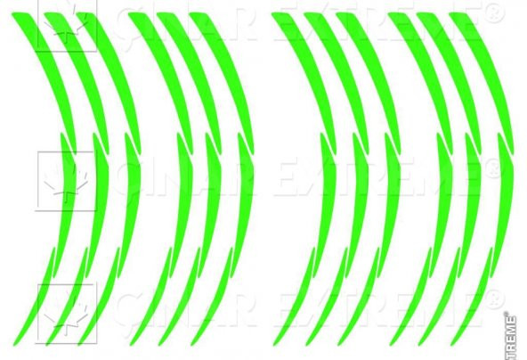 3 Parçalı Floresan Yeşil Jant Şeridi Çınar Extreme