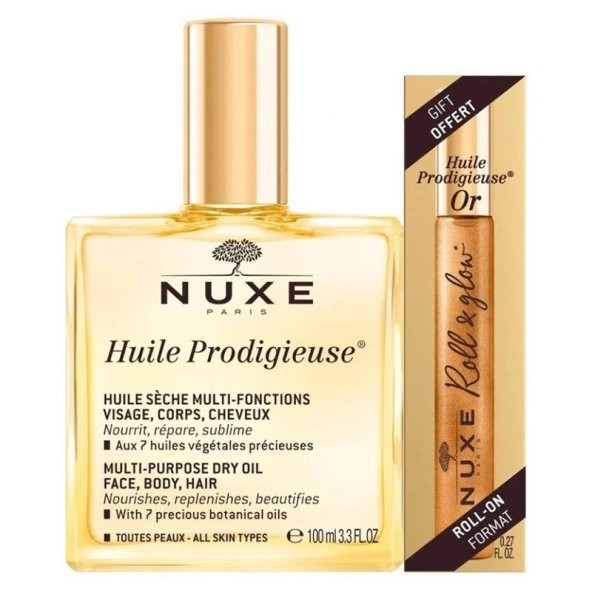 Nuxe Huile Prodigieuse Çok Amaçlı Kuru Yağ 100 ml + Nuxe Huile Prodigieuse Or Roll-On 8 ml ürün görseli 1