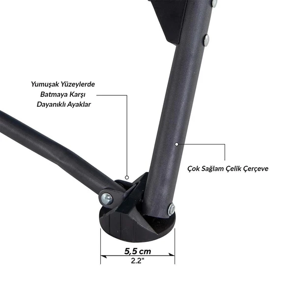 Uquip Sandy Xl Yüksek Konforlu & Takviyeli Katlanır Plaj Ve Kamp Sandalyesi Petrol - 6