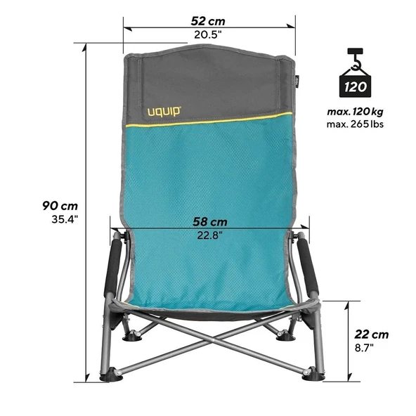 Uquip Sandy Xl Yüksek Konforlu & Takviyeli Katlanır Plaj Ve Kamp Sandalyesi Petrol - 4