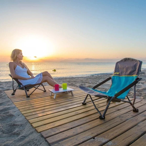 Uquip Sandy Xl Yüksek Konforlu & Takviyeli Katlanır Plaj Ve Kamp Sandalyesi Petrol - 2