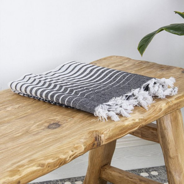 Pamuklu Peştamal Alagra Siyah 2'li Set - 3