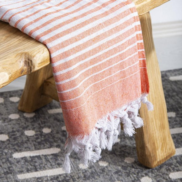 Pamuklu Peştemal Alagra Turuncu 2li Set - 2