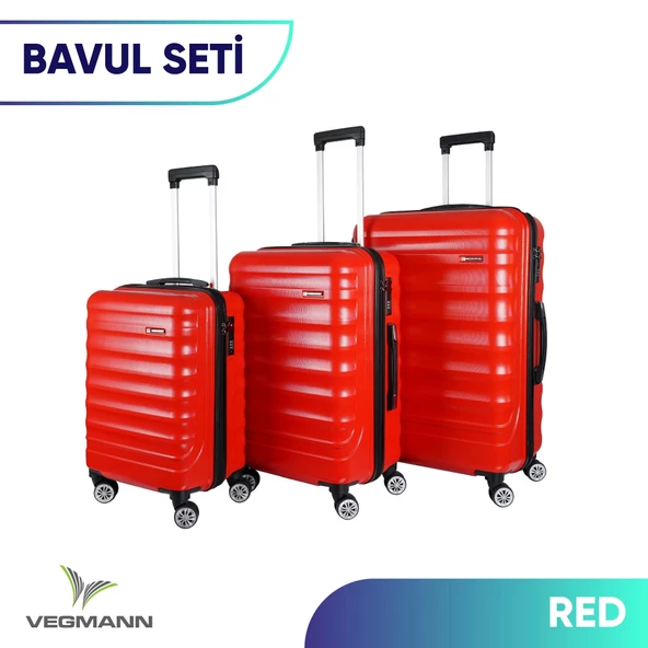 Vegmann Delphin Kırmızı 3 lü Valiz seti - Resim 7