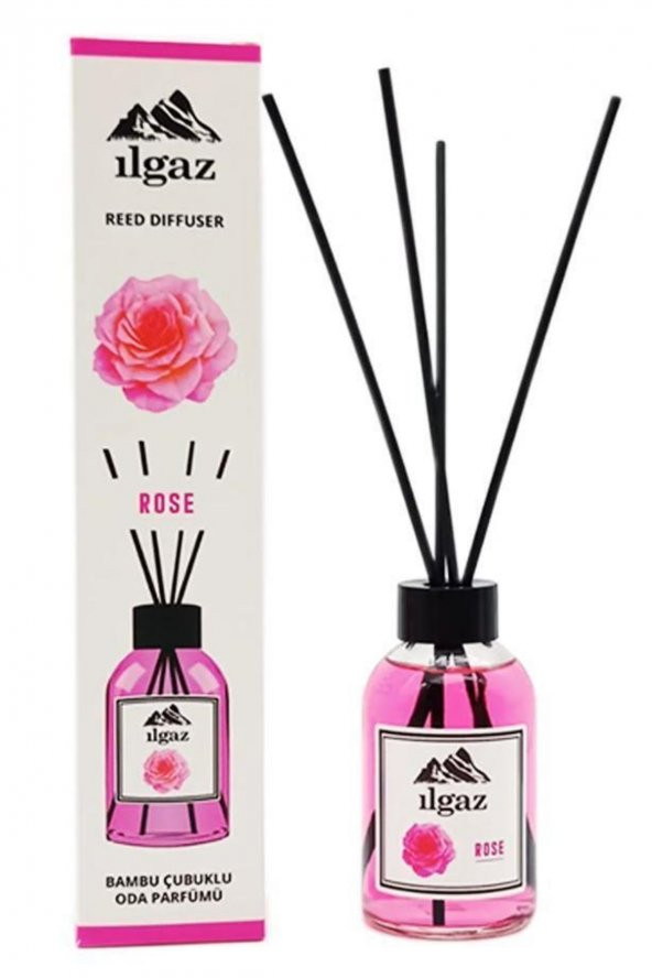 Gül Oda Kokusu Rose Homme Parfum 110 ml Bambu Çubuklu Dinlendirici Gül Çiçeği Oda Parfümü