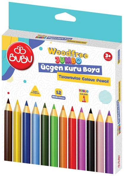 BU-BU WOODFREE JUMBO ÜÇGEN KURUBOYA 12'Lİ ürün görseli 1