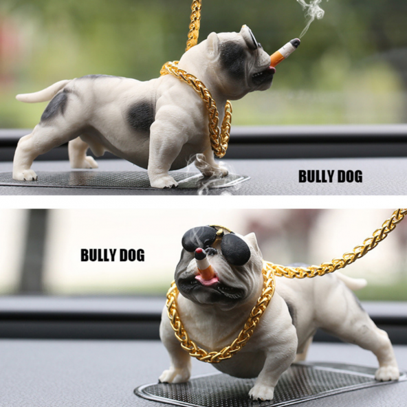 Pitbull Torpido Üstü Simülasyon Süs Köpek Beyaz Renk 1 Adet - 5