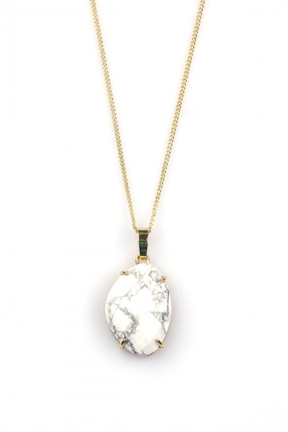 Havlit Doğal Taş Gold Renkli Kolye ürün görseli 1