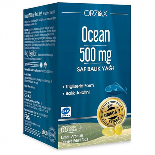 Ocean 500 mg Balık Yağı 60 Kapsül