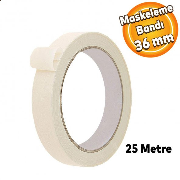 Badem10 Kağıt Bant Boya Badana Duvar Parke Leke İz Damla Yapışkan Maskeleme Bandı 36mm x 25metre ürün görseli