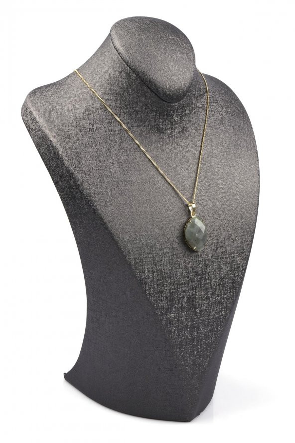 Labradorit Doğal Taş Gold Renkli Kolye - Resim 2