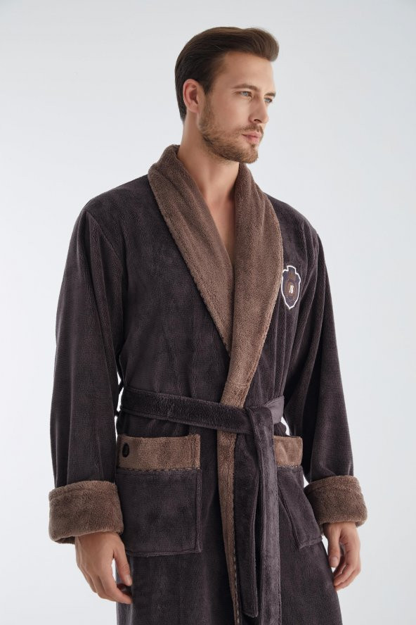 NS TAÇ Nakış Şalyaka Bambu Cotton Erkek Bornozu - 6