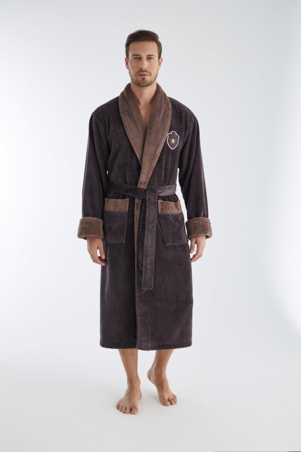 NS TAÇ Nakış Şalyaka Bambu Cotton Erkek Bornozu - 7