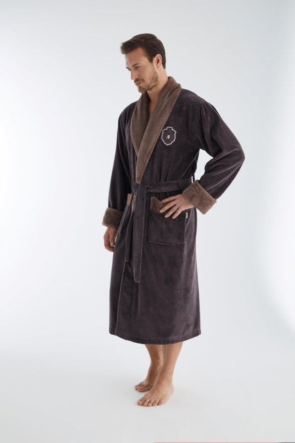 NS TAÇ Nakış Şalyaka Bambu Cotton Erkek Bornozu - 8