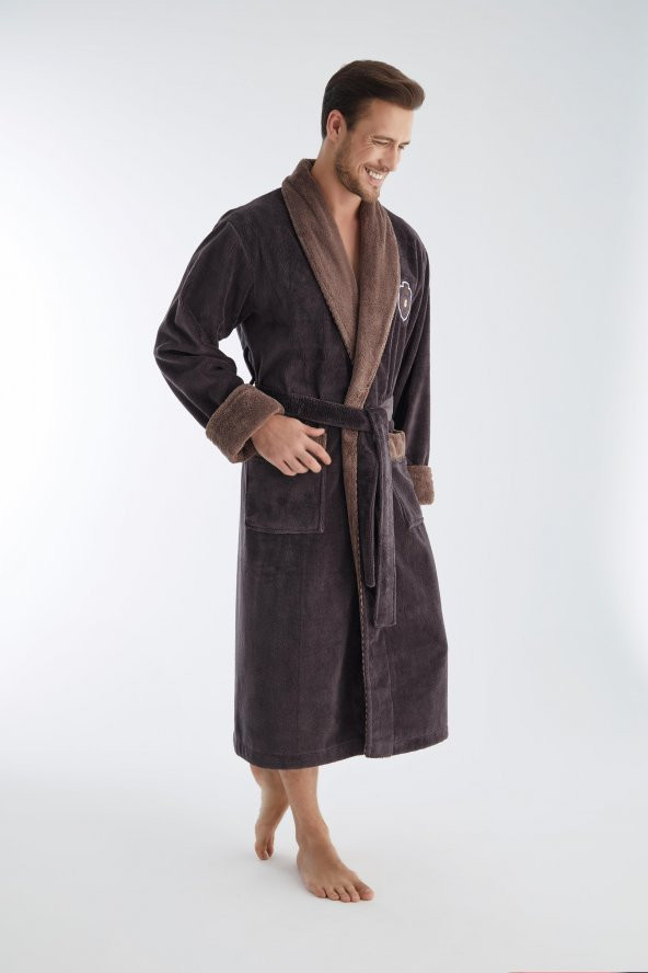 NS TAÇ Nakış Şalyaka Bambu Cotton Erkek Bornozu - 9