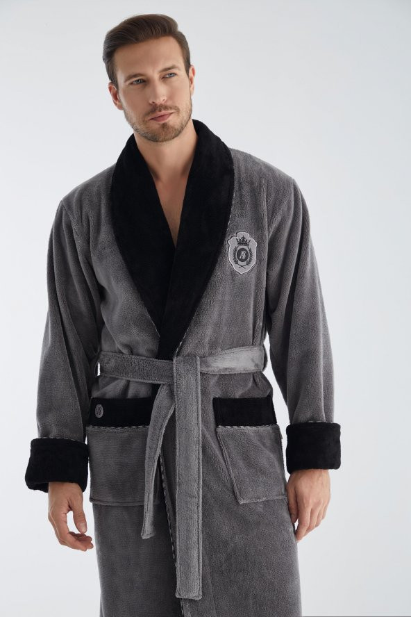 NS TAÇ Nakış Şalyaka Bambu Cotton Erkek Bornozu - 11