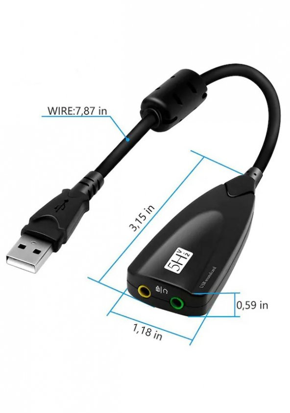 7.1 USB 12 Kanal 64 Bit 5HV2 Destekli Kablolu Audio Çevirici Harici Ses Kartı - 2