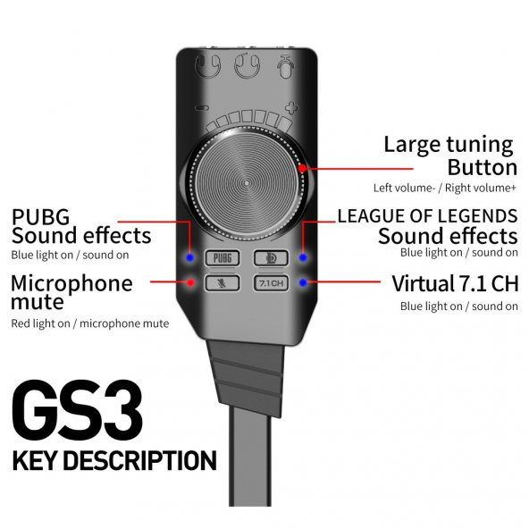 Plextone GS3 7.1 Kanal USB Mikrofon Girişli Harici Ses Kartı - 4