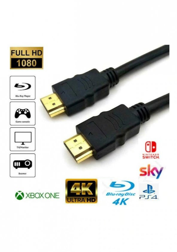 Hdmi Kablo 4K 3D Ağ Destekli 60Hz 18G Bps Ultra HD - 50cm ürün görseli 1