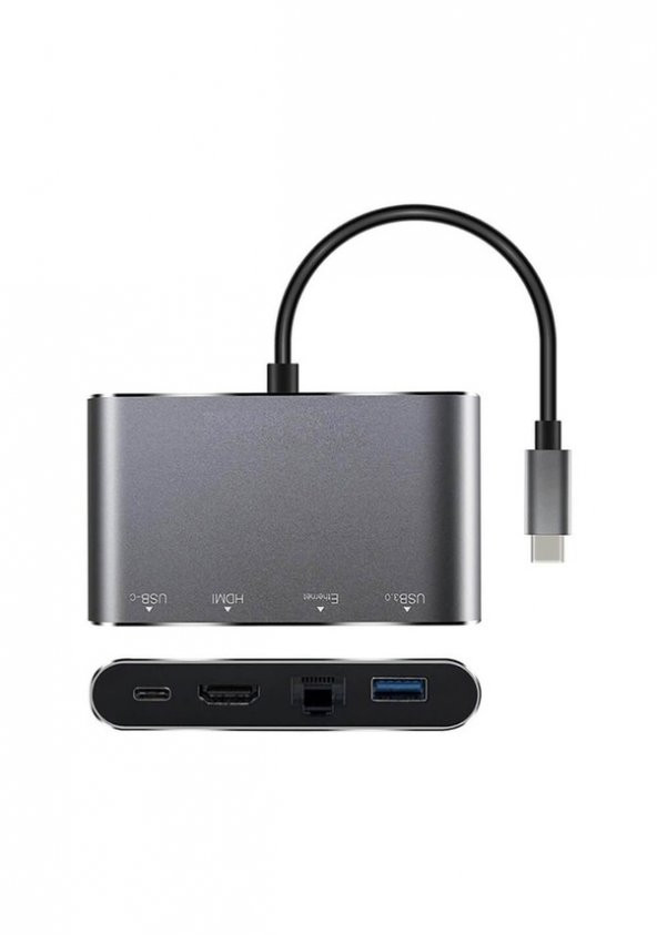 Type C To 4K Hdmi, Usb 3.0, Rj45 Gigabit Ethernet Çevirici Kablo (539268986) - 4