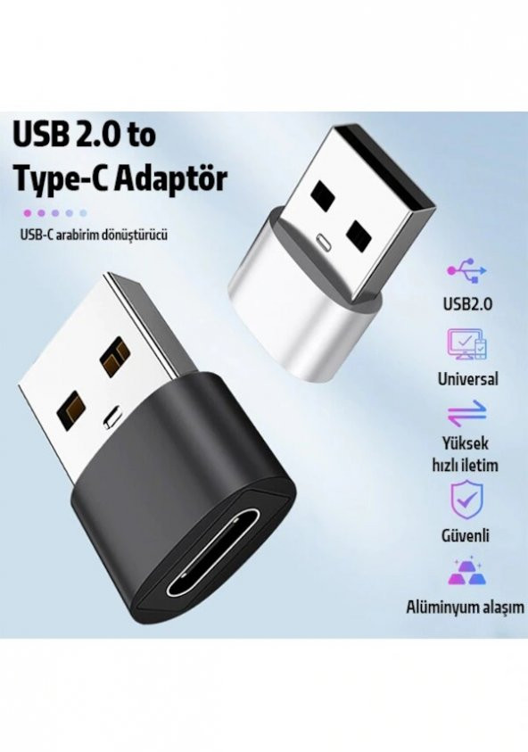 Usb To Type-C Dişi Çevirici Dönüştürücü Adaptör - 3