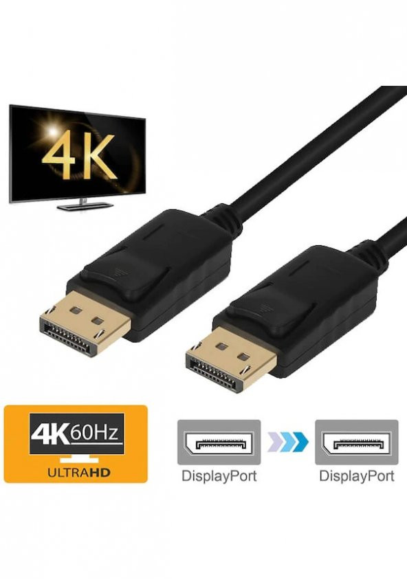 Displayport To Displayport Kablosu Display Port Dp Bağlantı 1.8M - 3
