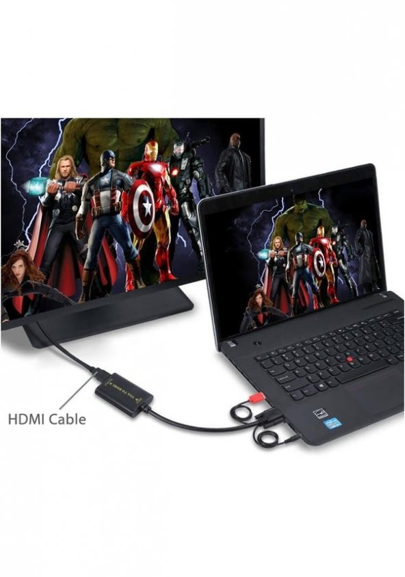 Vga To Hdmi Çevirici Dönüştürücü Kablo Görüntü Ve Ses Çevirici - Full Hd 1080p - 2