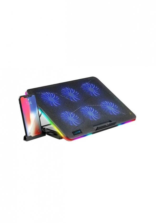 6 Fan RGB Işıklı Yükseklik Ayarlı Oyuncu Notebook Soğutucu Stand