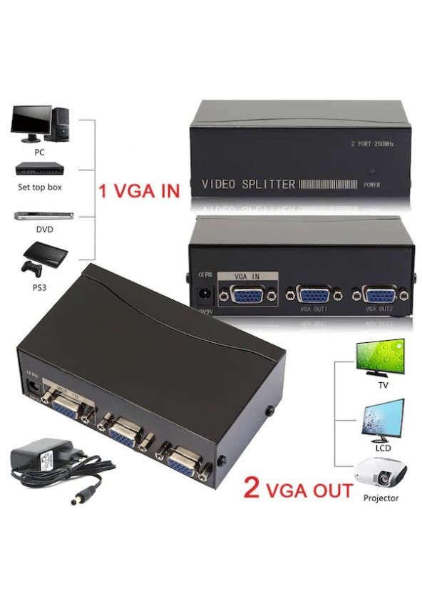 2 Port Vga Splitter Çoğaltıcı Çoklayıcı