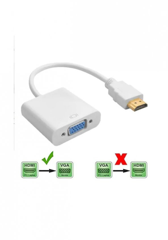 Hdmi To Vga Kablo Çevirici Dönüştürücü Görüntü Altın Uçlu Full HD - 2