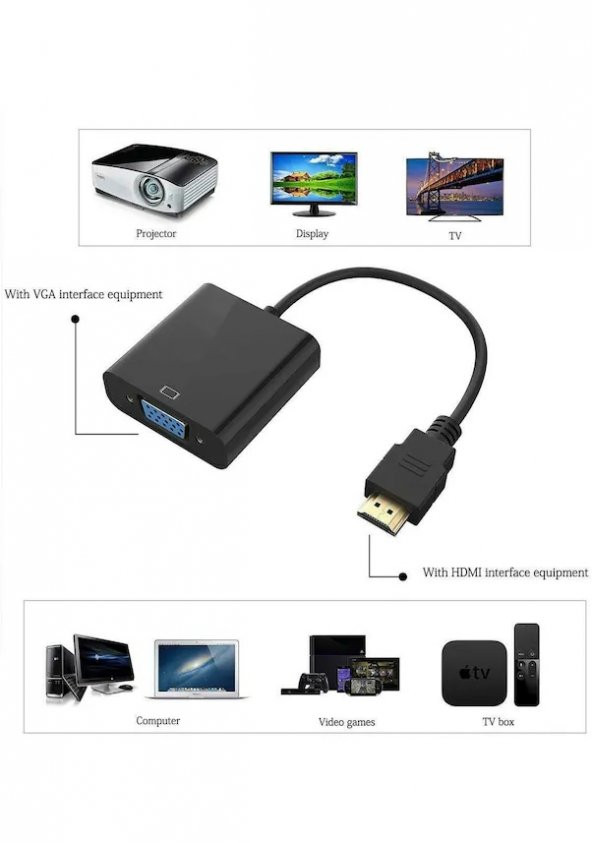 Hdmi To Vga Kablo Çevirici Siyah - 3