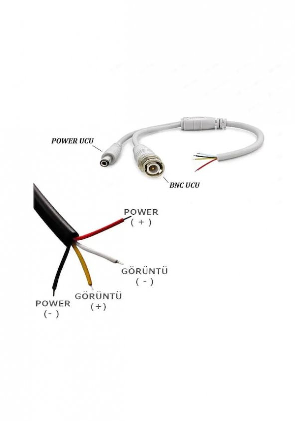 Hazır Kablolu Bnc Konnektör Dc Power Jack Cctv Y Kablo - 10 Adet - 2