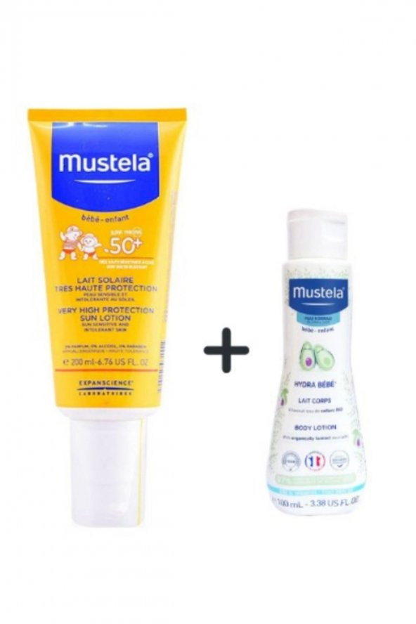 Mustela Güneş Losyonu SPF50 200 ml + Mustela Hydra Bebe 100 ml