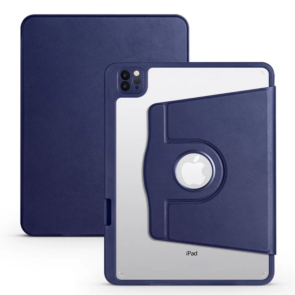 Zore Apple ile uyumlu iPad 10.2 (8.Nesil) Kılıf Termik Kalem Bölmeli Dönebilen Standlı Kılıf - 10