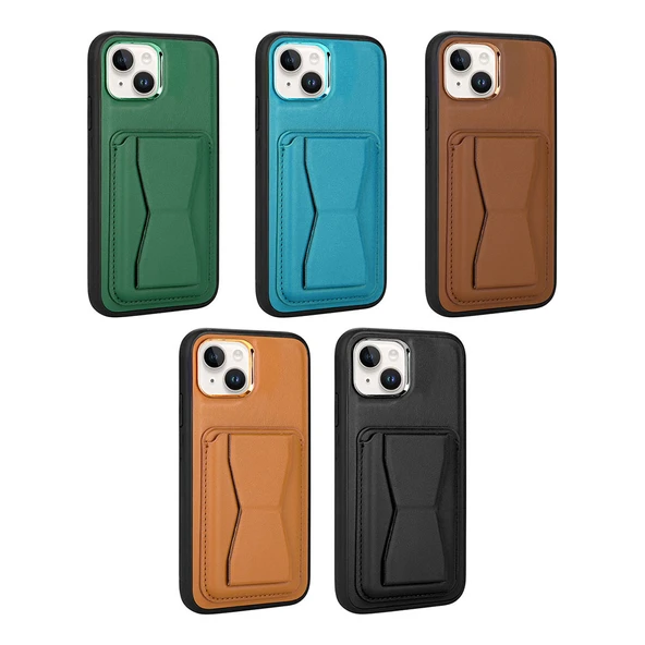 Zore Apple ile uyumlu iPhone 14 Plus Kılıf Kartlıklı Standlı Pu Deri Memo Kapak - 2